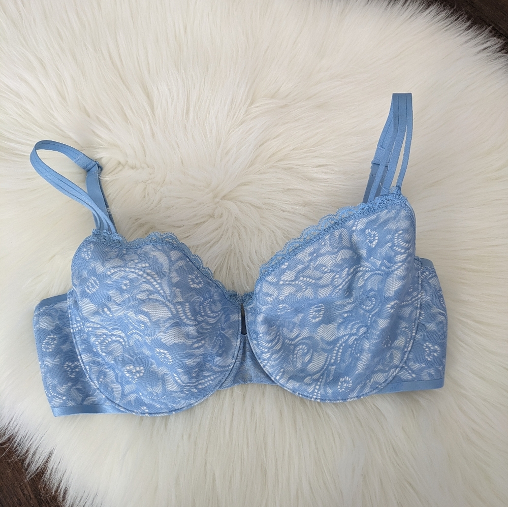 Soma Light Blue Enticing Lift Lace Underwire Bra
